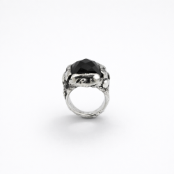 Molten Metal Chevalier Ring with Stone